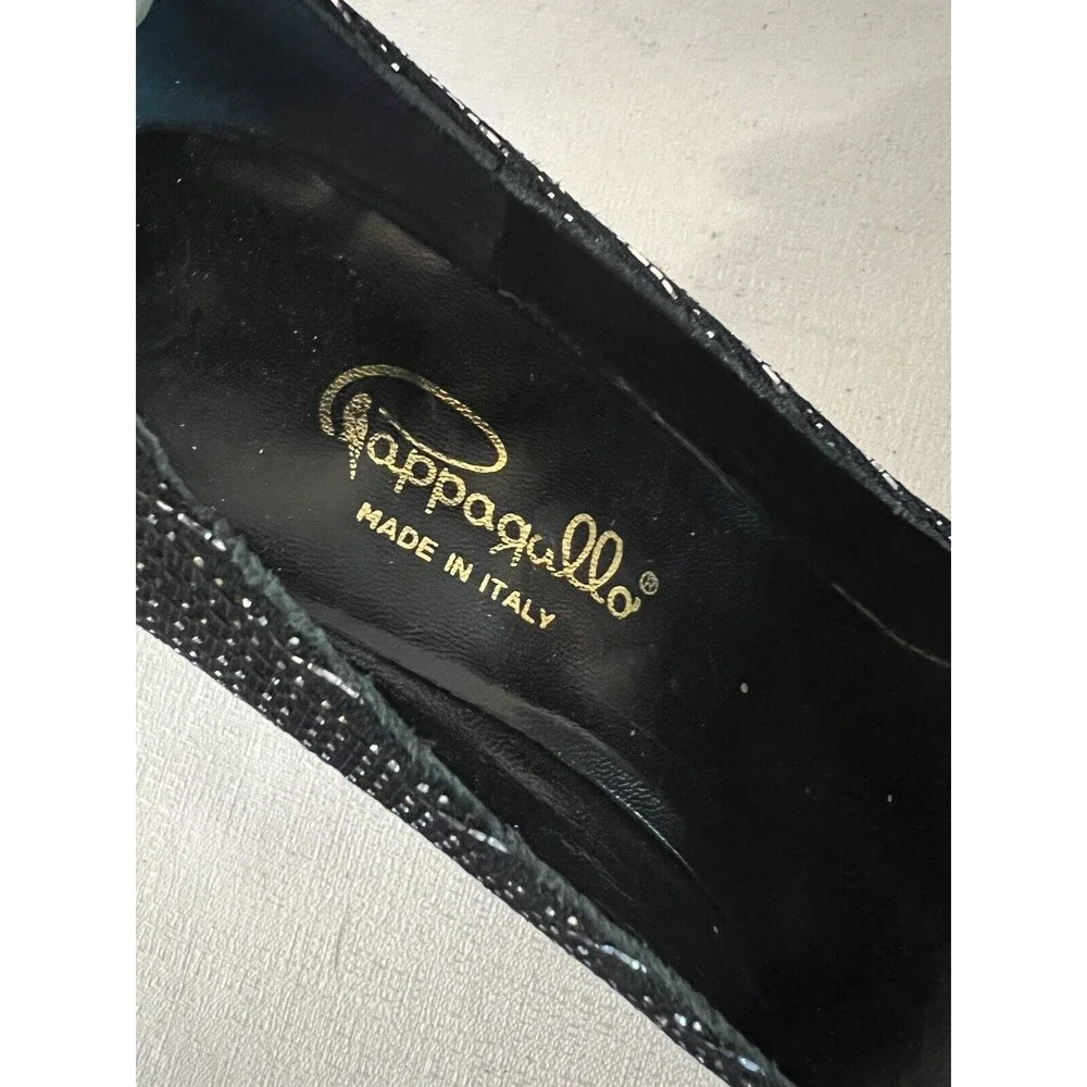 Pappagallo Pumps Women 10 N Black‎ Silver Metallic Italian Heels Evening Glam